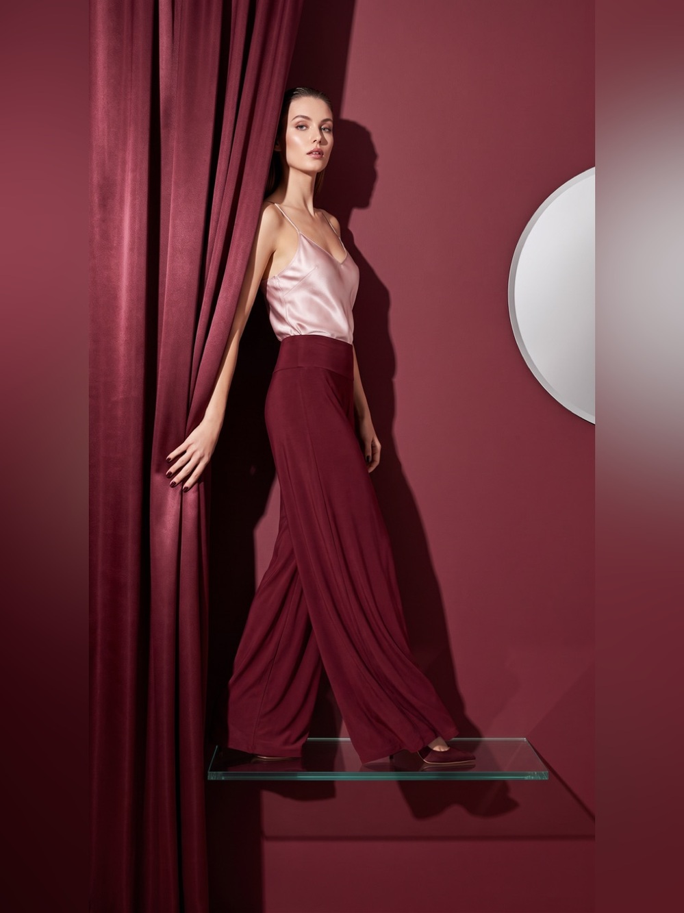 Women's Wide-Leg Palazzo Pants - Burgundy